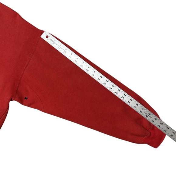 90s TIMBERLAND Weathergear Red Cotton Blend Sweatshirt Embroidered Logo sz L - Picture 6 of 11